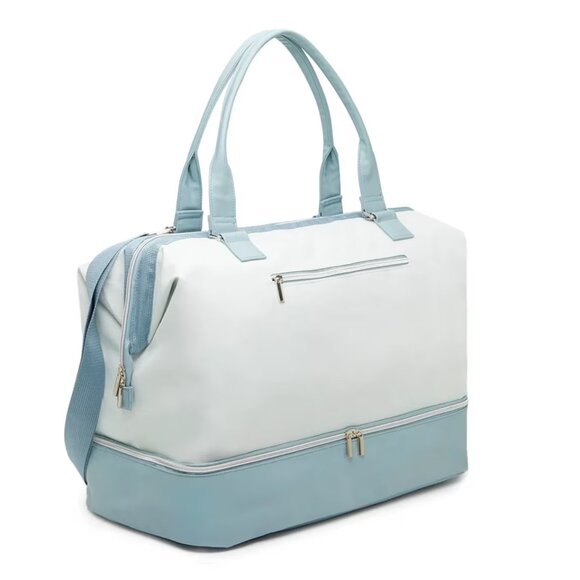 NEW Blue and White Weekender Tote Bag, Travel Duffel Bag - Picture 3 of 8